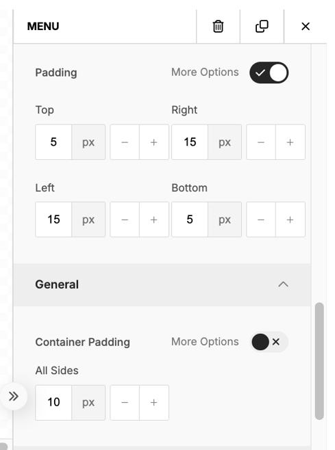 Email Template-Menu Padding
