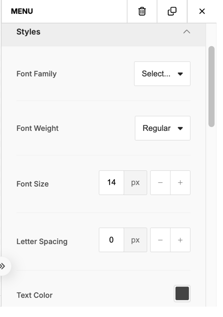 Email Template-Menu Styles
